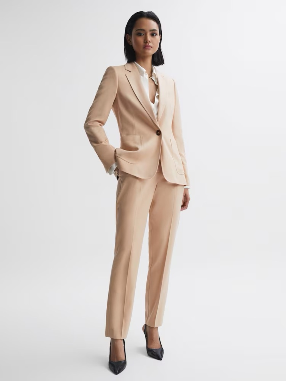 Reiss Ember Tailored Single Breasted Blazer in Camel